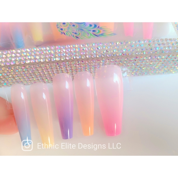 New boutique gel glue tab Ombre Press on Nails set - Picture 3 of 14